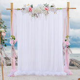 Lofaris Two Panels White Tulle Backdrop Wedding Arch Drapes 10FT X 14FT